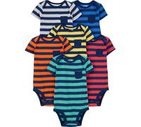 Simple Joys by Carter's Short Sleeve Bodysuit Body, Color Block/Righe da Rugby, Prematuro (Pacco da 6) Bimbo