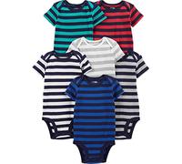 Simple Joys by Carter's Short Sleeve Bodysuit Camicia, Grigio/Blu Marino/Bianco/Multi Stripe, 0 Mesi (Pacco da 6) Bambino-Ragazzi