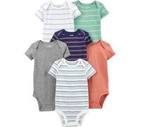 Simple Joys by Carter's Short Sleeve Bodysuit Camicia, Multicolore/Righe, 0 Mesi (Pacco da 6) Bambino-Ragazzi