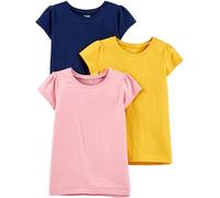 Simple Joys by Carter's Short-Sleeve Shirts And Tops, Pack of 3 Camicia, Blu Marino/Giallo Senape/Rosa, 2 Anni (Pacco da 3) Bambina