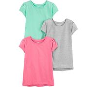 Simple Joys by Carter's Short-Sleeve Shirts And Tops, Pack of 3 Camicia, Grigio Puntinato/Rosa/Verde Menta, 3 Anni (Pacco da 3) Bambina