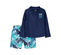 Simple Joys by Carter's Swimsuit Trunk And Rashguard Set Guardia dell'eruzione, Bianco Blu Marino Tropicale, 3-6 Mesi Bimbo