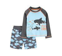 Simple Joys by Carter's Swimsuit Trunk And Rashguard Set Protezioni per Rash, Azzurro Balene/Nero, 4 Anni Bimbo