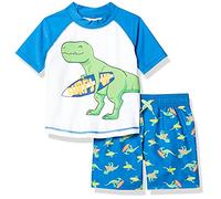 Simple Joys by Carter's Swimsuit Trunk And Rashguard Set Protezioni per Rash, Bianco Blu Dinosauri, 18 Mesi Bimbo