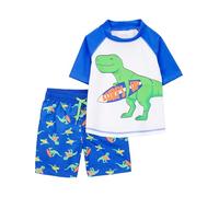 Simple Joys by Carter's Swimsuit Trunk And Rashguard Set Protezioni per Rash, Bianco Blu Dinosauri, 3 Anni Bimbo