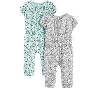 Simple Joys by Carter's Tute Alla Moda Bimba, Pacco da 2, Bianco Pois/Verde Menta Cuori, 3-6 mesi