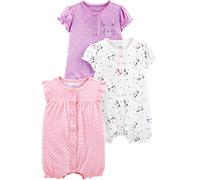 Simple Joys by Carter's Tute Corte con Bottoni Automatici Bimba, Pacco da 3, Bianco Unicorni/Lilla Pois/Rosa Chiaro, 0 mesi