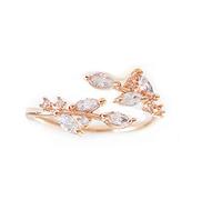 Simple Leaf Zircon Opening Ring Index Finger Ring Bride Hand Jewelry,Rose Gold. Nice processing