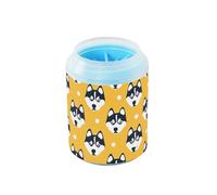 Simple Line Cartoon Dog Faces Black on Yellow Riutilizzabile Pet Foot Cleaner Spazzola in Silicone Piedi Morbido Macchina di Pulizia Pulisce delicatamente le zampe dopo le passeggiate