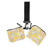 Simple Line - Portamonete da donna con fiore giallo e bianco, grande capacità, con tasca portamonete con cerniera, per uso quotidiano, 2 pezzi