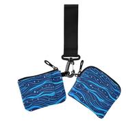 Simple Line - Portamonete da donna con motivo a onde blu elettrico, con motivo a stelle, porta carte di credito e banconote, con cinturino da polso, per uso quotidiano, confezione da 2, semplice