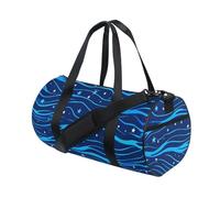 Simple Line Stars Electric Blue Wave Pattern Travel Tote Bag Weekender Pernottamento Borsa Escursionismo Multifunzionale