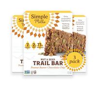 Simple Mills Barrette per noci e semi, al burro di arachidi e cioccolato, 3 | Confezione da 3, 15 snack bar totali con semi di zucca, mandorle, noci pecan, grano saraceno, fibra di buona fonte