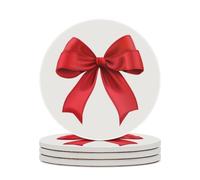 Simple Minimal Red Christmas Bow Set di 4 sottobicchieri assorbenti