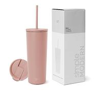 Simple Modern Bicchiere Termico con Cannuccia e Coperchio,Bicchiere Di Caffè Bottiglia D'Acqua Riutilizzabile Acciaio Inossidabile Tazza di Caffè per Viaggi,Classic Collezione,710ml,Mauve Me