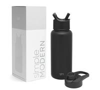 Simple Modern Borraccia Termica con Cannuccia e Tappo a Sorso | Bottiglia Acqua in Acciaio Inossidabile Isolato per Sport e Palestra | Summit | 950ml | Midnight Black