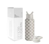 Simple Modern Borraccia Termica con Cannuccia e Tappo a Sorso | Bottiglia Acqua in Acciaio Inossidabile Isolato per Sport e Palestra | Summit | 950ml | Checkmate