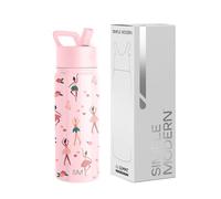 Simple Modern Borracia con Cannuccia per Bambini | Borraccia Acciaio Inossidabile Isolato Riutilizzabile per Bambina e Bambini e scuola | Summit | 530ml | Pink Ballerina