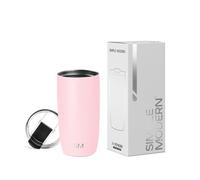 Simple Modern Tazza da Viaggio per Caffè con Coperchio a Ribalta, Tazza da Caffè Freddo in Acciaio Inossidabile Isolata, Regali per Donne & Uomini, Voyager Collezione, 470ml, Blush