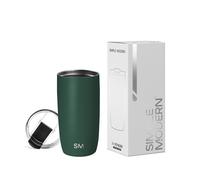 Simple Modern Tazza Termica Caffe con Coperchio a Ribalta | Tazza Viaggio Caffè Freddo Termica in Acciaio Inossidabile Isolata | Regali per Donne & Uomini | Voyager | 470ml | Forest