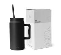 Simple Modern Tazza Termica con Cannuccia e Manico | Bicchiere Termico Grande in Acciaio Inossidabile Isolato | Regali per Donne & Uomini | Trek | 1480ml | Midnight Black