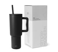 Simple Modern Tazzo Termico con Manico e Cannuccia, Bottiglia d'Acqua in Acciaio Inossidabile Isolato, Regali per Donne & Uomini, Trek Collezione, 1180ml, Midnight Black