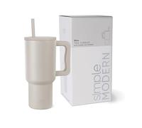 Simple Modern Tazza Termica con Cannuccia e Manico | Bicchiere Termico in Acciaio Inossidabile Isolato | Regali per Donne & Uomini | Trek | 890ml | Almond Birch