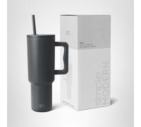 Simple Modern Tazza Termica con Cannuccia e Manico | Bicchiere Termico in Acciaio Inossidabile Isolato | Regali per Donne & Uomini | Trek | 1180ml | Graphite