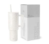 Simple Modern Tazza Termica con Cannuccia e Manico | Bicchiere Termico in Acciaio Inossidabile Isolato | Regali per Donne & Uomini | Trek | 1180ml | Leopardo Crema