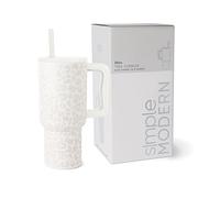Simple Modern Tazza Termica con Cannuccia e Manico | Bicchiere Termico in Acciaio Inossidabile Isolato | Regali per Donne & Uomini | Trek | 890ml | Cream Leopard