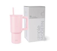 Simple Modern Tazza Termica con Cannuccia e Manico | Bicchiere Termico in Acciaio Inossidabile Isolato | Regali per Donne & Uomini | Trek | 890ml | Blush