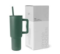 Simple Modern Tazza Termica con Cannuccia e Manico | Bicchiere Termico in Acciaio Inossidabile Isolato | Regali per Donne & Uomini | Trek | 1180ml | Foresta