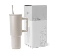 Simple Modern Tazzo Termico con Manico e Cannuccia, Bottiglia d'Acqua in Acciaio Inossidabile Isolato, Regali per Donne & Uomini, Trek Collezione, 1180ml, Almond Birch
