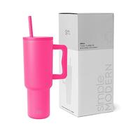 Simple Modern Tazza Termica con Cannuccia e Manico | Bicchiere Termico in Acciaio Inossidabile Isolato | Regali per Donne & Uomini | Trek | 1180ml | Vibrazioni di Lampone
