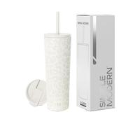 Simple Modern Tazza Termica da Viaggio con Cannuccia e Coperchio | Bicchiere Termico in Acciaio inossidabile Isolato | Regali per Donne | Classic | 830ml | Cream Leopard