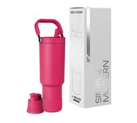 Simple Modern Trek Pivot | Bicchiere con cannuccia Flip da 40 oz e manico | Borraccia e borraccia | Cannuccia e coperchi intercambiabili | Brocca