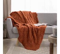 Simple&Opulence Coperta in cotone per letto, divano, stile boho, con motivo geometrico, con nappe, morbida, leggera, traspirante, shabby chic, decorazione per tutte le stagioni (arancione scuro)