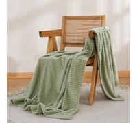 Simple&Opulence Coperta in flanella, comoda, calda, super morbida, arredamento, lussuosa, in pile, con griglia stereoscopica 3D, per divano e letto, verde salvia, 127 x 178 cm