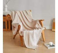 Simple&Opulence Coperta in mussola di cotone, 4 strati, per letto, divano, coperta in garza intrecciata con nappe, morbida, leggera, accogliente, prelavata, traspirante, decorazione per tutte le
