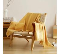 Simple&Opulence Coperta in mussola di cotone, 4 strati, per letto, divano, coperta in garza intrecciata con nappe, morbida, leggera, accogliente, prelavata, traspirante, decorazione per tutte le