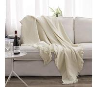 Simple&Opulence Coperta in mussola di cotone, per letto, divano, coperta in garza intrecciata con nappe, morbida, leggera, accogliente, prelavata, traspirante, decorazione per tutte le stagioni (crema