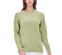Simple&Opulence Maglia da Donna a Girocollo, ciniglia Calda per Donna, Maglione Invernale a Maniche Lunghe Casual, XL, Erba Verde