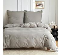 Simple&Opulence Parure letto 3 pezzi 55% lino 45% cotone, morbido copripiumino traspirante con 2 federe 80x80 cm (135x200cm, 1x80x80cm, Grigio Chiaro)