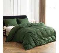 Simple&Opulence Set di Piumino in Viscosa di Bambù, Coperta per Letto Setosa e Morbida, Coperte Fresche Ideali per Pelle e Capelli con Fodere per Cuscino（verde scuro, 200×200）