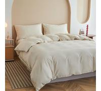 Simple&Opulence Set di Piumino in Viscosa di Bambù, Coperta per Letto Setosa e Morbida, Coperte Fresche Ideali per Pelle e Capelli con Fodere per Cuscino（Beige, 135×200）