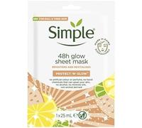 Simple Protect 'N' Glow 48h Glow, routine coreana di cura della pelle per pelli sensibili, illumina e rivitalizza la pelle opaca e stanca. 1 maschera, la confezione può variare