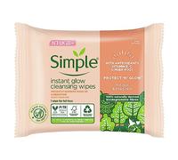 Simple Protect 'N' Glow Instant Glow - Salviette biodegradabili dermatologicamente testate, per pelli sensibili, 20 salviette