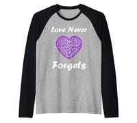 Simple Purple Quote Alzheimer's Love Never Forgets Maglia con Maniche Raglan