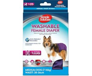 Simple Solution Pañales Reutilizables Lavables para Perras, Absorbentes con Ajuste a Prueba de Fugas para Micción Excitable o Incontinencia 1 x Pañal Mediano