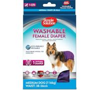 Simple Solution Pannolini Lavabili per Cani Femmina, 1 Taglia M | Pannolini lavabili super assorbenti e anti-perdita con vestibilità regolabile per incontinenza, calore o minzione emotiva.